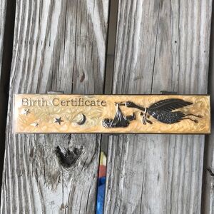 Birth Certificate Silver Plated & Enamel Keepsake Box